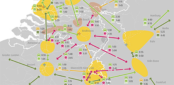 Eindhoven tussen andere stedelijke gebieden