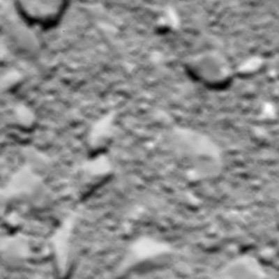 Rosetta's last image of comet 67P/Churyumov–Gerasimenko, at an altitude of around 20 metres above the surface. The image is 0.96 metres across