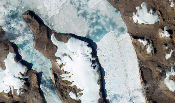 Het uiteinde van de Ryder Gletscher in Groenland