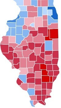 Presidentsverkiezing 2016 Illinois op coutyniveau